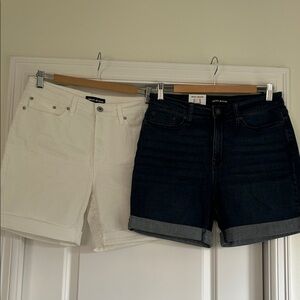 DKNY- BOTH Pairs. 1 NWT other NWOT Women's White and Dark Blue Jean Shorts